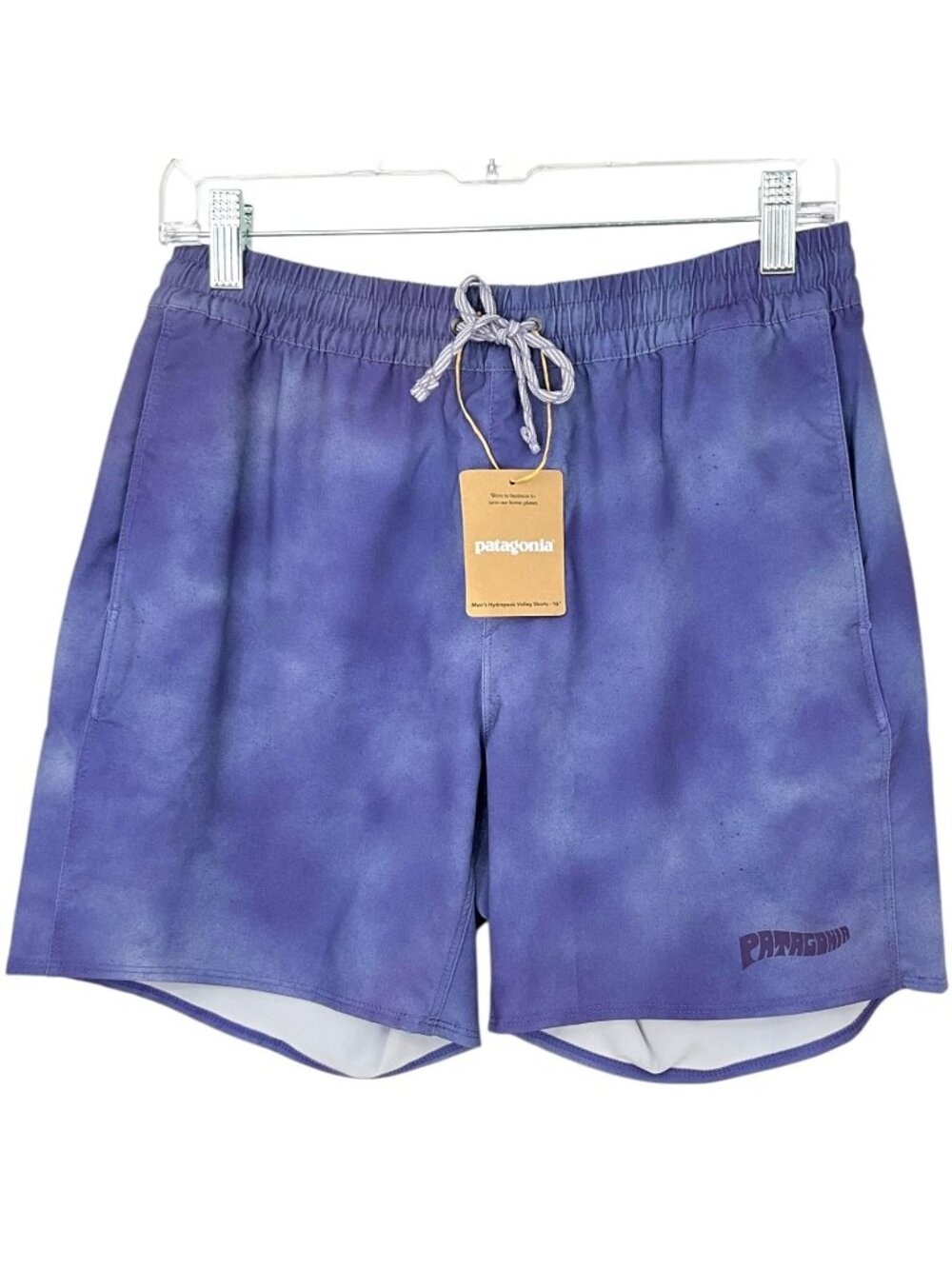 NWT Patagonia Hydropeak Volley Swim Shorts Mens Small Purple Tie Dye Lined